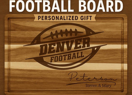 Denver Football Personalized Cutting Board – Custom Acacia Charcuterie Board, Game Day Gift, Super Bowl Party, Holiday Gift for Football Fan