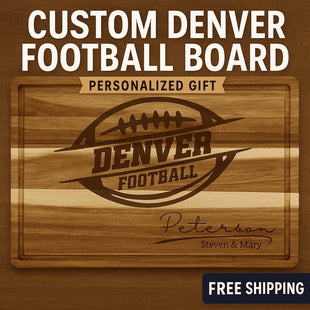 Denver Football Personalized Cutting Board – Custom Acacia Charcuterie Board, Game Day Gift, Super Bowl Party, Holiday Gift for Football Fan