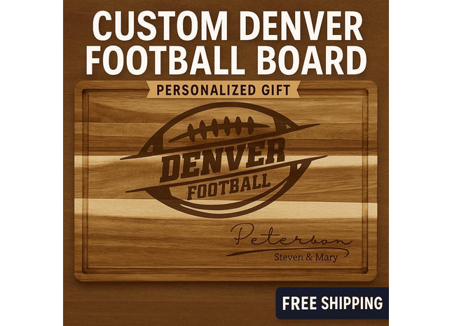 Denver Football Personalized Cutting Board – Custom Acacia Charcuterie Board, Game Day Gift, Super Bowl Party, Holiday Gift for Football Fan