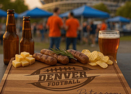 Denver Football Personalized Cutting Board – Custom Acacia Charcuterie Board, Game Day Gift, Super Bowl Party, Holiday Gift for Football Fan