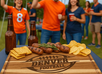 Denver Football Personalized Cutting Board – Custom Acacia Charcuterie Board, Game Day Gift, Super Bowl Party, Holiday Gift for Football Fan