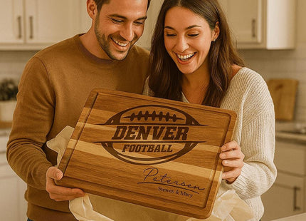 Denver Football Personalized Cutting Board – Custom Acacia Charcuterie Board, Game Day Gift, Super Bowl Party, Holiday Gift for Football Fan