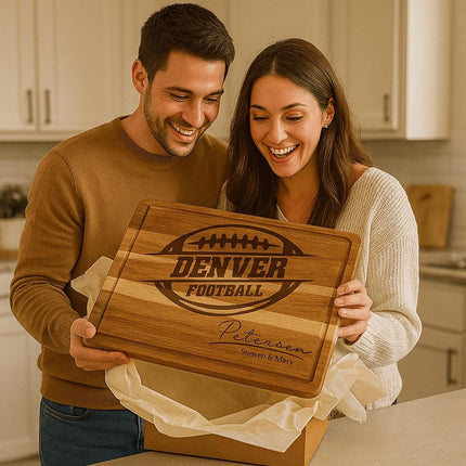 Denver Football Personalized Cutting Board – Custom Acacia Charcuterie Board, Game Day Gift, Super Bowl Party, Holiday Gift for Football Fan