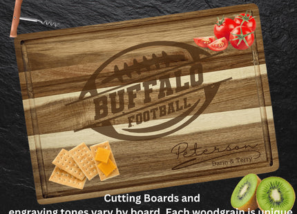Personalized Buffalo Football Cutting Board: Acacia Wood Sports Fan Gift