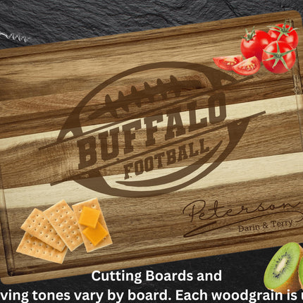 Personalized Buffalo Football Cutting Board: Acacia Wood Sports Fan Gift