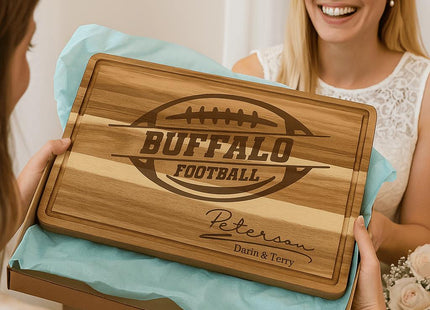 Personalized Buffalo Football Cutting Board: Acacia Wood Sports Fan Gift