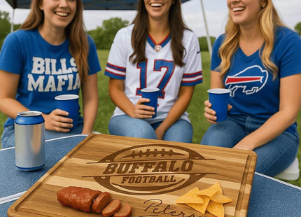 Personalized Buffalo Football Cutting Board: Acacia Wood Sports Fan Gift