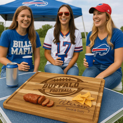 Personalized Buffalo Football Cutting Board: Acacia Wood Sports Fan Gift