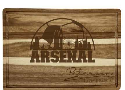 Arsenal FC Cutting Board – Personalized Acacia Wood Football Gift | Custom Engraved Soccer Board for Fans | London Kitchen Decor