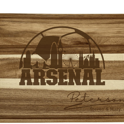Arsenal FC Cutting Board – Personalized Acacia Wood Football Gift | Custom Engraved Soccer Board for Fans | London Kitchen Decor