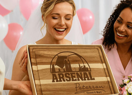 Arsenal FC Cutting Board – Personalized Acacia Wood Football Gift | Custom Engraved Soccer Board for Fans | London Kitchen Decor
