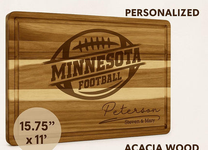 Personalized Minnesota Football Cutting Board: Acacia Wood Sports Fan Gift
