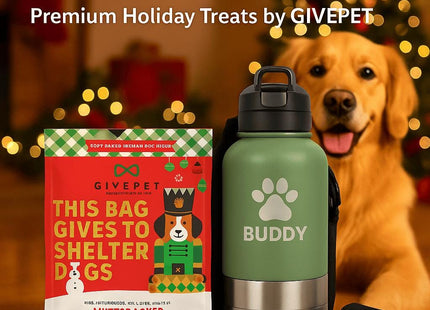 Personalized Dog Travel Water Bottle 3-in-1 | Custom Pet Name Bottle with Bowl & Treat Storage | Hiking Dog Water Bottle | Pet Travel Gift