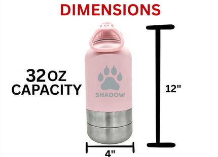 Personalized Dog Travel Water Bottle 3-in-1 | Custom Pet Name Bottle with Bowl & Treat Storage | Hiking Dog Water Bottle | Pet Travel Gift