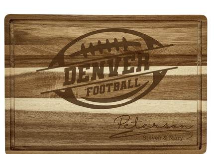 Denver Football Personalized Cutting Board – Custom Acacia Charcuterie Board, Game Day Gift, Super Bowl Party, Holiday Gift for Football Fan