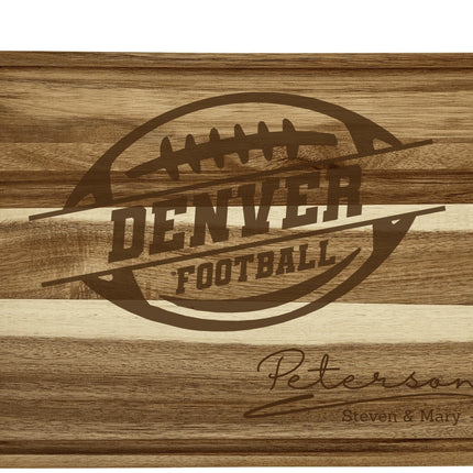 Denver Football Personalized Cutting Board – Custom Acacia Charcuterie Board, Game Day Gift, Super Bowl Party, Holiday Gift for Football Fan