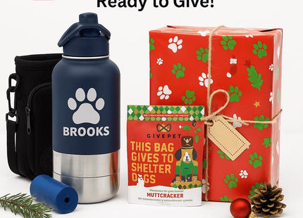 Personalized Dog Travel Water Bottle 3-in-1 | Custom Pet Name Bottle with Bowl & Treat Storage | Hiking Dog Water Bottle | Pet Travel Gift