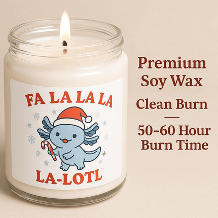 Axolotl Christmas Candle – Fa La La La-Lotl Holiday Gift | Apple Harvest • Cinnamon Vanilla • Christmas Warmth | Soy Wax Candle