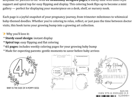 Baby Bump Pregnancy Flip Book | 8.25” Easel Display Keepsake | 62-Page Expecting Mom Gift | Weekly Milestone Journal | Baby Shower Gift