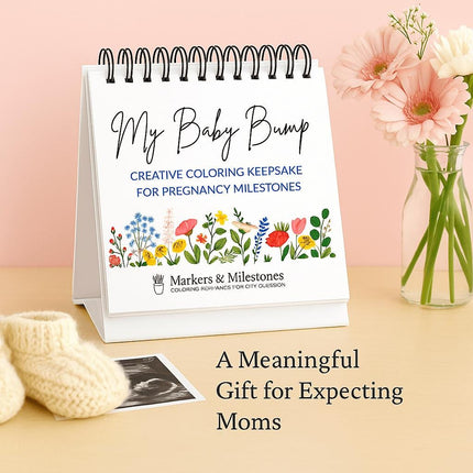 Baby Bump Pregnancy Flip Book | 8.25” Easel Display Keepsake | 62-Page Expecting Mom Gift | Weekly Milestone Journal | Baby Shower Gift