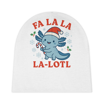 Fa La La La-Lotl Baby Beanie | Cute Axolotl Christmas Hat for Infants | Holiday Newborn Cap | Soft Winter Baby Hat | Double-Sided Print