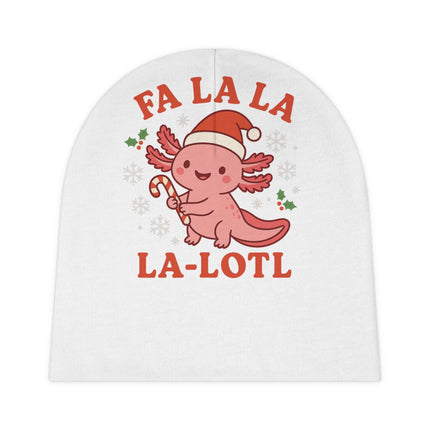 Fa La La La-Lotl Baby Beanie | Cute Axolotl Christmas Hat for Infants | Holiday Newborn Cap | Soft Winter Baby Hat | Double-Sided Print