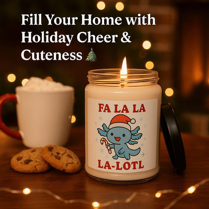 Axolotl Christmas Candle – Fa La La La-Lotl Holiday Gift | Apple Harvest • Cinnamon Vanilla • Christmas Warmth | Soy Wax Candle