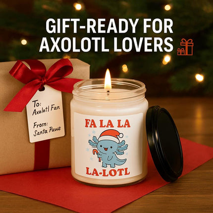 Axolotl Christmas Candle – Fa La La La-Lotl Holiday Gift | Apple Harvest • Cinnamon Vanilla • Christmas Warmth | Soy Wax Candle