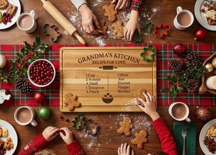 Personalized Grandma Cutting Board • Recipe for Love Engraved Acacia Board • Custom Grandkids Gift • Mother’s Day • Christmas Gift