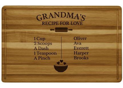 Personalized Grandma Cutting Board • Recipe for Love Engraved Acacia Board • Custom Grandkids Gift • Mother’s Day • Christmas Gift