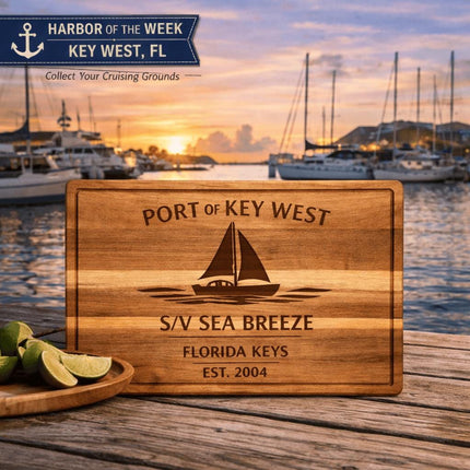 Personalized Sailboat Cutting Board Custom Engraved Nautical Gift with Boat Name, Home Port, Wedding Anniversary Retirement Gift for Sailors