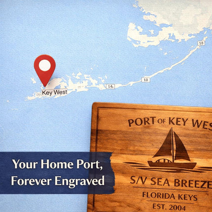 Personalized Sailboat Cutting Board Custom Engraved Nautical Gift with Boat Name, Home Port, Wedding Anniversary Retirement Gift for Sailors