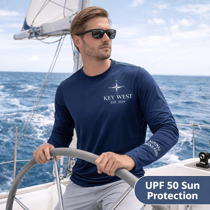 Key West Sailing Shirt – Custom Port & Boat Name UV Protection Long Sleeve – UPF 50 Personalized Nautical Harbor Tee Gift for Sailors