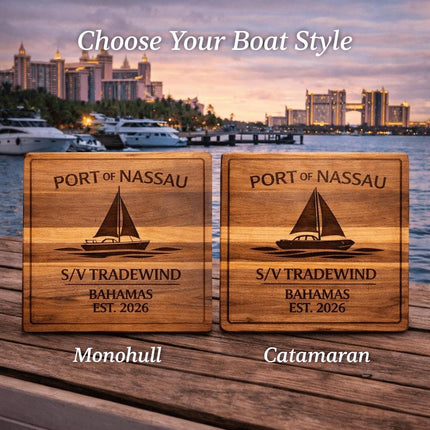 Personalized Sailboat Cutting Board Custom Engraved Nautical Gift with Boat Name, Home Port, Wedding Anniversary Retirement Gift for Sailors