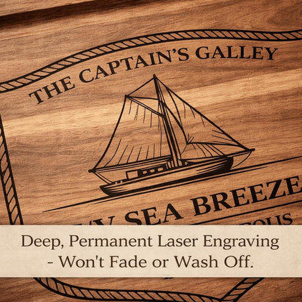 Personalized Sailboat Cutting Board, Custom Boat Name & Coordinates, Nautical Gift for Sailors, Monohull or Catamaran