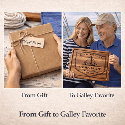 Personalized Sailboat Cutting Board, Custom Boat Name & Coordinates, Nautical Gift for Sailors, Monohull or Catamaran