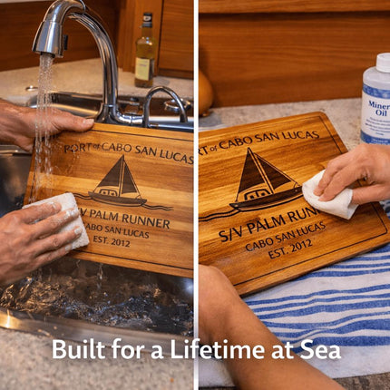 Personalized Sailboat Cutting Board Custom Engraved Nautical Gift with Boat Name, Home Port, Wedding Anniversary Retirement Gift for Sailors