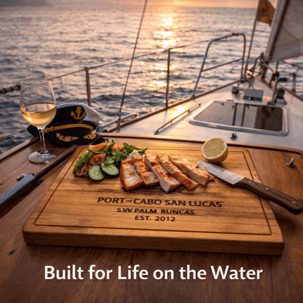 Personalized Sailboat Cutting Board Custom Engraved Nautical Gift with Boat Name, Home Port, Wedding Anniversary Retirement Gift for Sailors