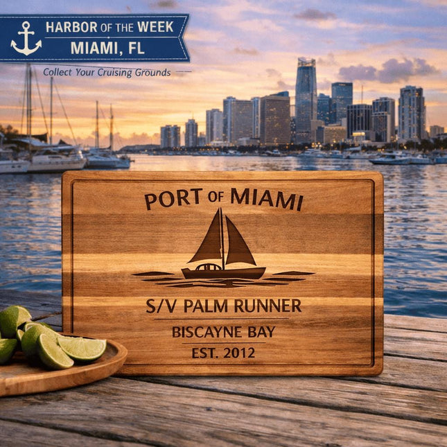 Personalized Sailboat Cutting Board Custom Engraved Nautical Gift with Boat Name, Home Port, Wedding Anniversary Retirement Gift for Sailors