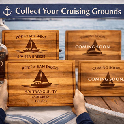 Personalized Sailboat Cutting Board Custom Engraved Nautical Gift with Boat Name, Home Port, Wedding Anniversary Retirement Gift for Sailors