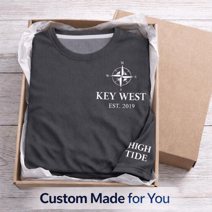 Key West Sailing Shirt – Custom Port & Boat Name UV Protection Long Sleeve – UPF 50 Personalized Nautical Harbor Tee Gift for Sailors