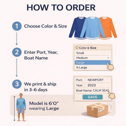 Key West Sailing Shirt – Custom Port & Boat Name UV Protection Long Sleeve – UPF 50 Personalized Nautical Harbor Tee Gift for Sailors