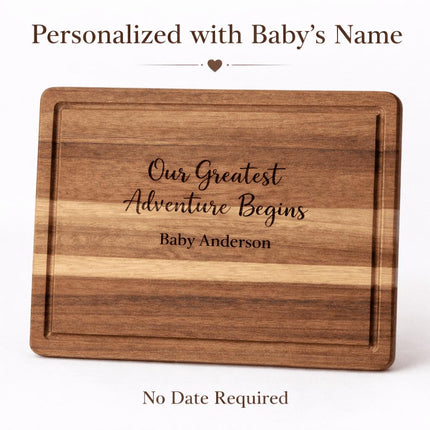 Baby Bump Pregnancy Keepsake Book & Personalized Cutting Board Gift Set