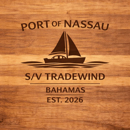 Personalized Sailboat Cutting Board Custom Engraved Nautical Gift with Boat Name, Home Port, Wedding Anniversary Retirement Gift for Sailors