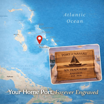 Personalized Sailboat Cutting Board Custom Engraved Nautical Gift with Boat Name, Home Port, Wedding Anniversary Retirement Gift for Sailors