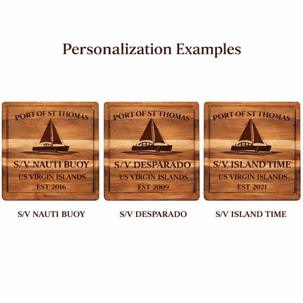 St Thomas Sailboat Cutting Board – Personalized Nautical Gift, Custom Boat Name & Home Port, Anniversary Wedding Housewarming Gift