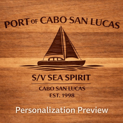 Personalized Sailboat Cutting Board Custom Engraved Nautical Gift with Boat Name, Home Port, Wedding Anniversary Retirement Gift for Sailors