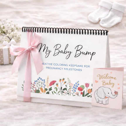 Baby Bump Pregnancy Keepsake Book & Personalized Cutting Board Gift Set