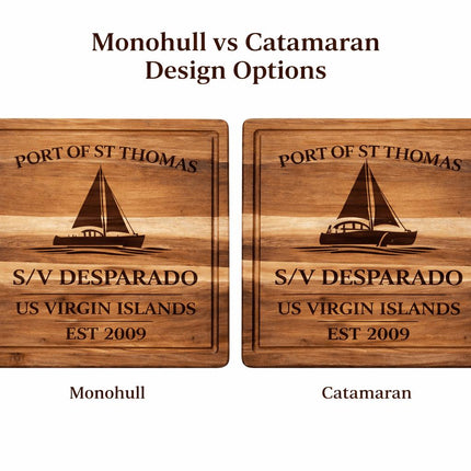 St Thomas Sailboat Cutting Board – Personalized Nautical Gift, Custom Boat Name & Home Port, Anniversary Wedding Housewarming Gift