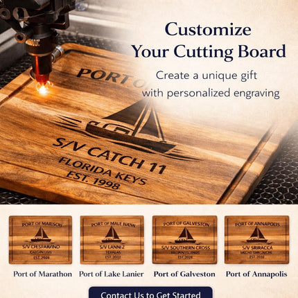 St Thomas Sailboat Cutting Board – Personalized Nautical Gift, Custom Boat Name & Home Port, Anniversary Wedding Housewarming Gift